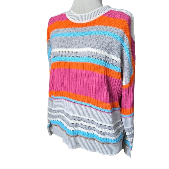 Andree By Unit Color Block Striped Knit Pullover Sweater, Size Small - Picture 2 of 9